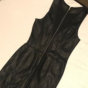 Leather Tight Pencil Dress.